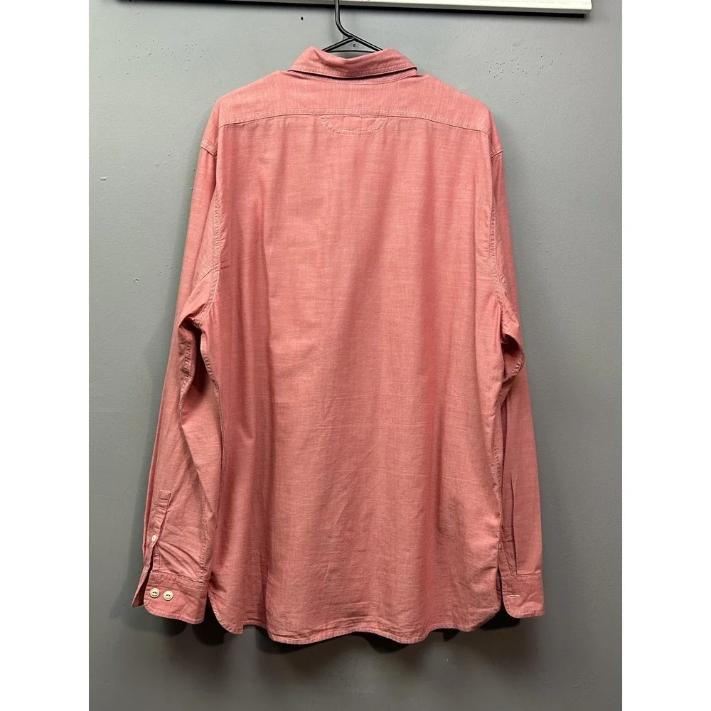 Lands End Button Down Mens XLT Pink Traditional Fit Long Sleeve Cotton 12244